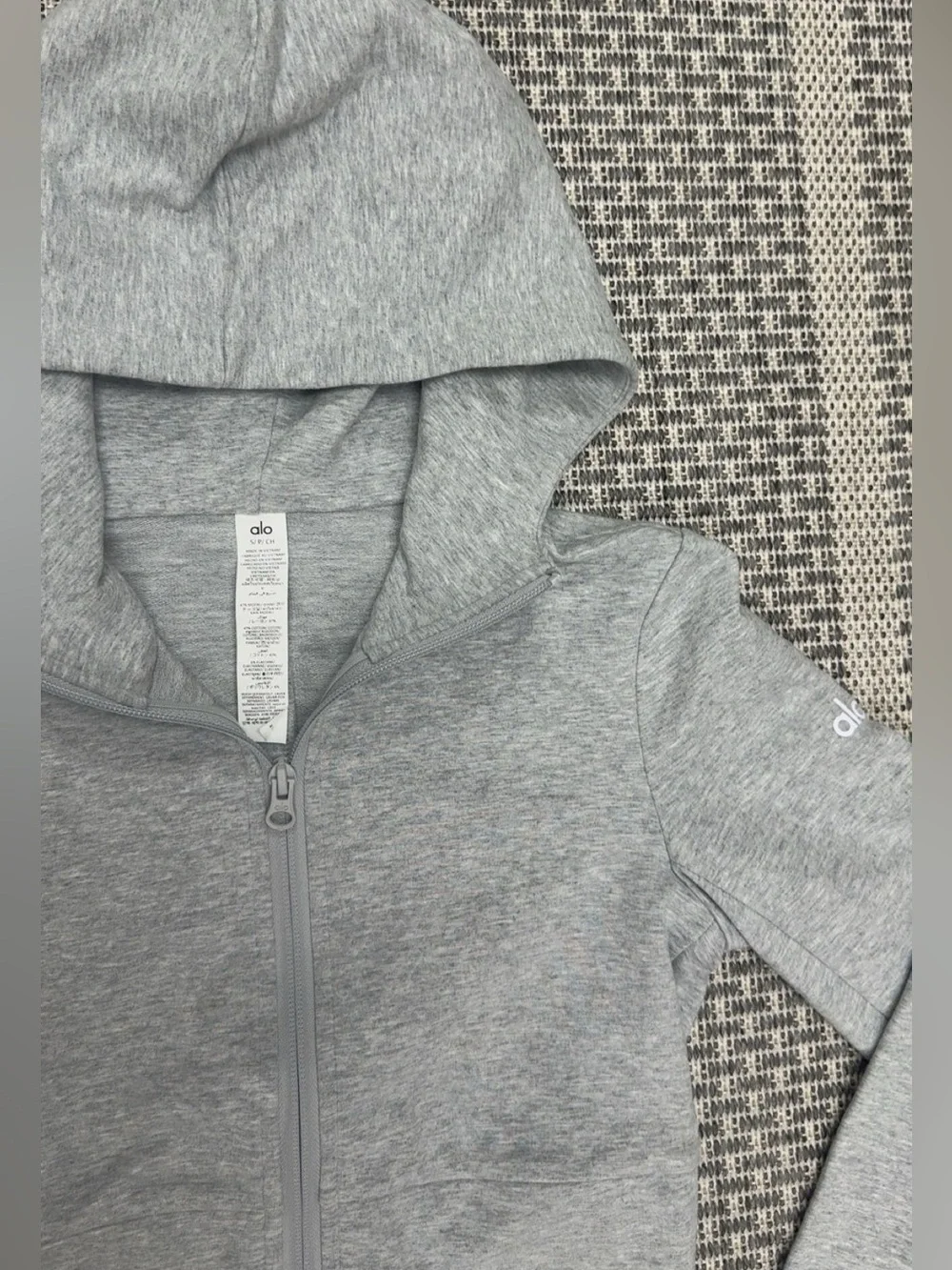 Alo Yoga Sway Full Zip Hoodie in Athletic Heather Grey